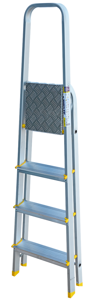 Стремянка анодированная 4 ступени Алюмет APA7004, алюминий - фото