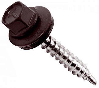 Саморез кровельный со сверлом 4,8х50 RAL 8019 серо-коричневый - фото