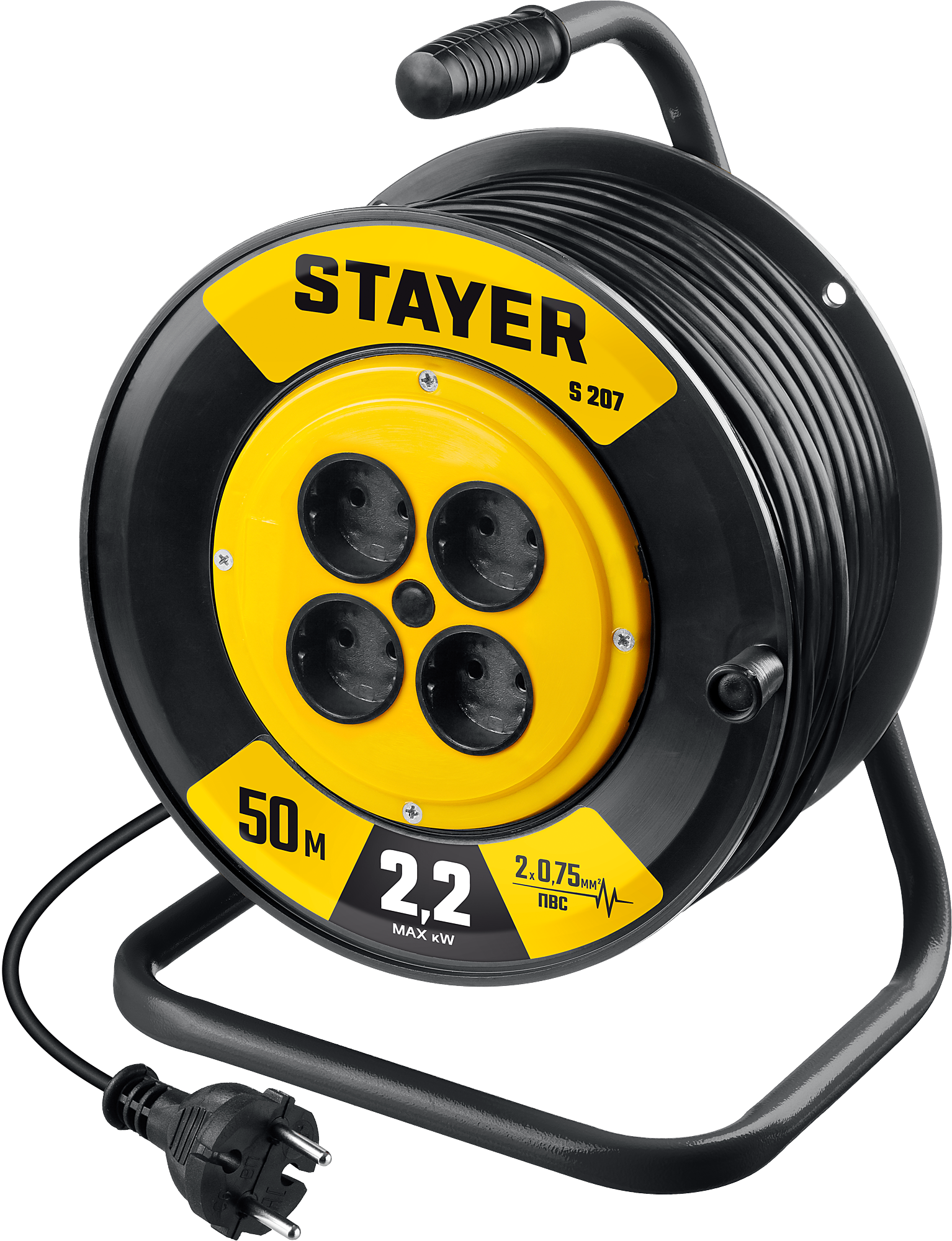 Силовой удлинитель на катушке 4 розетки S 207 Stayer - фото