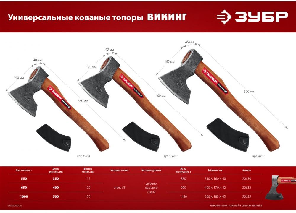 Топор кованый универсальный Викинг ЗУБР - фото
