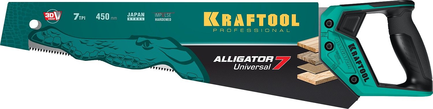 Ножовка универсальная по дереву Alligator Universal 7 Kraftool - фото