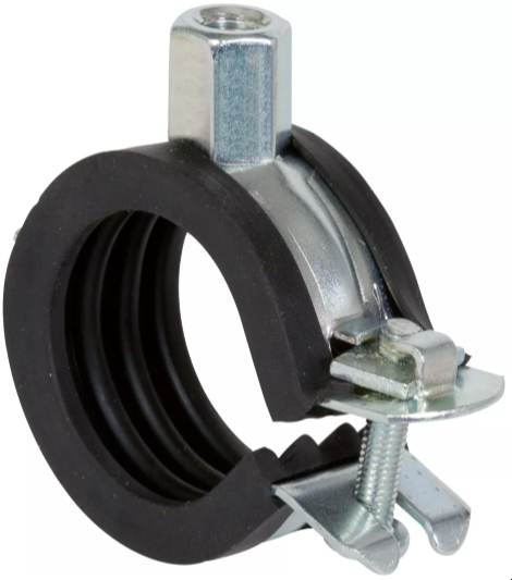 Хомут одновинтовой 45-50 мм (3/4") Fischer FGRS с комби-гайкой М8/М10, оцинкованная сталь - фото