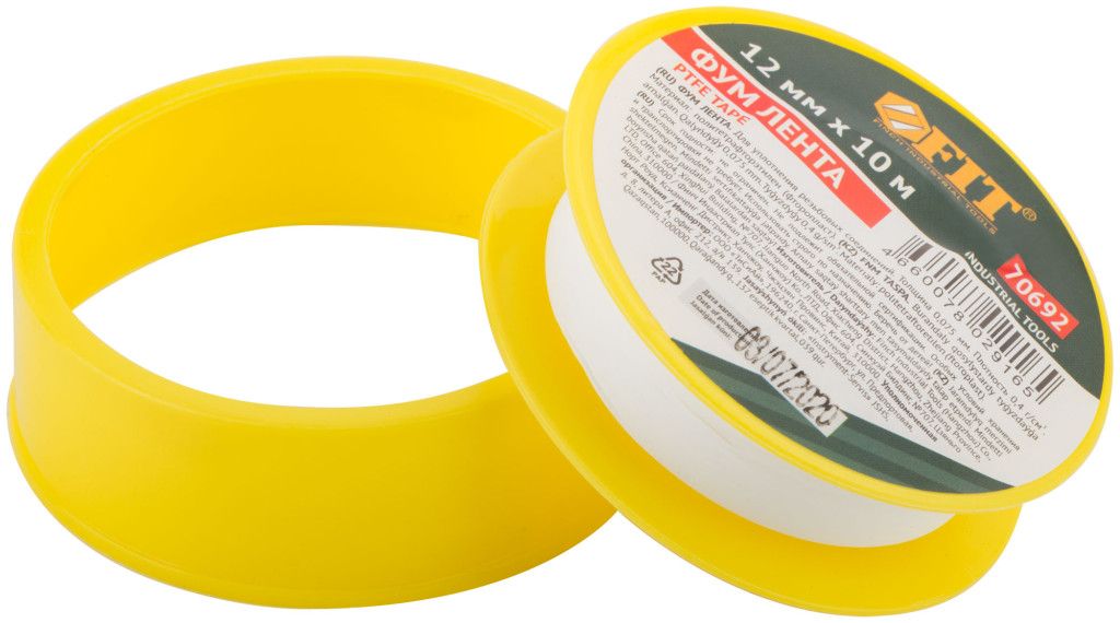 Фум-лента 12 мм х 10 м x 0,075 мм FIT 70692 - фото