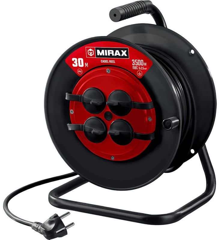 Удлинитель силовой на катушке 30 м ПВС 3500 Вт Mirax 55051-30 - фото
