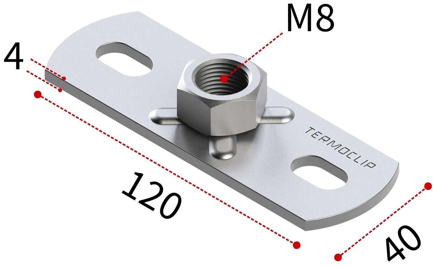 Пластина опорная для средних нагрузок 4F2 М8 TERMOCLIP - фото