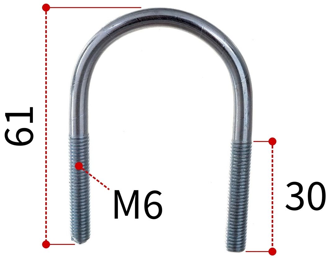 Скоба U-образная 3/4" под трубу 20-27 мм и резьбой М6, оцинкованная сталь W1 - фото