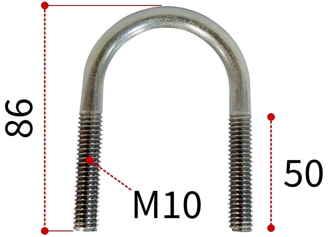 Скоба U-образная 46 под трубу диаметром 32 мм DIN 3570 form A, нержавеющая сталь А2 - фото