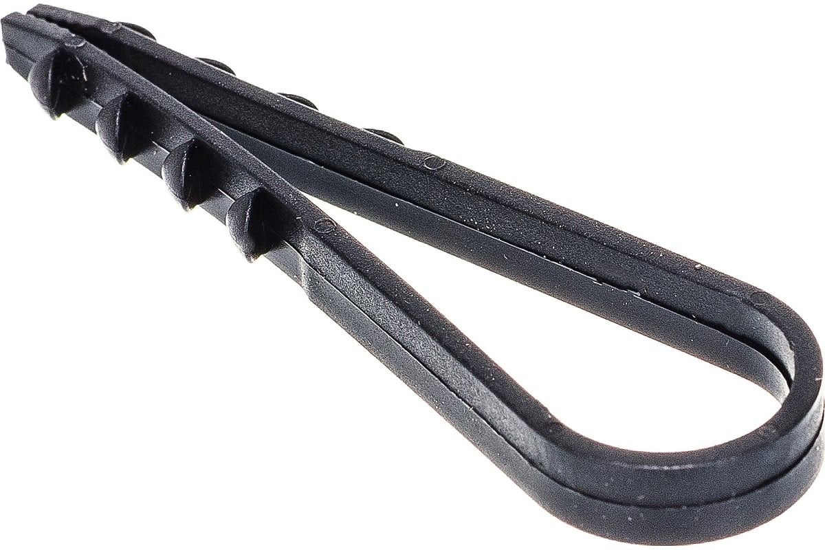 Дюбель хомут круглый черный, нейлон - фото