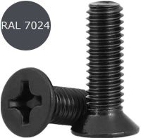 Винт с потайной головкой и шлицем PH DIN 965 (ISO 7046), сталь RAL 7024