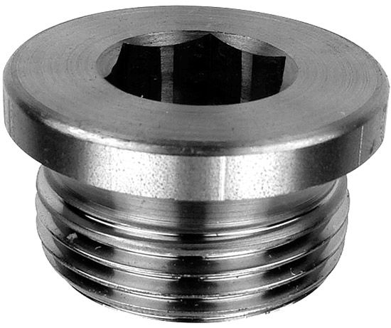 Пробка-заглушка дюймовая G 1/2" с буртом и внутренним шестигранником DIN 908, сталь без покрытия - фото