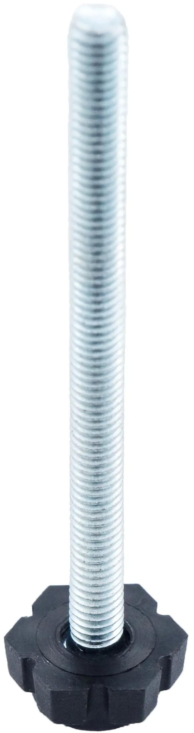 Опора регулируемая с шестигранным основанием 19 мм и резьбовым стержнем М6х80 19М6-80ЧН, пластик - фото
