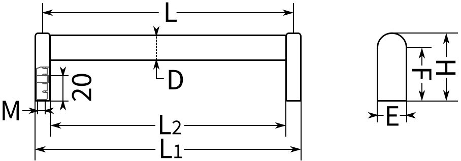 Ручка дверная M22, алюминиевый сплав - фото