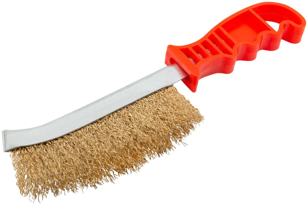 Щетка гофрированная ручная тип B FIT 38411, латунированная сталь - фото