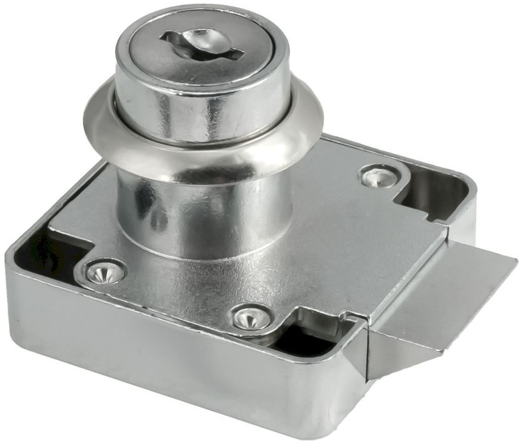 Замок мебельный автомат 19х22 мм LOCK 338 CR 3466, хромированный - фото