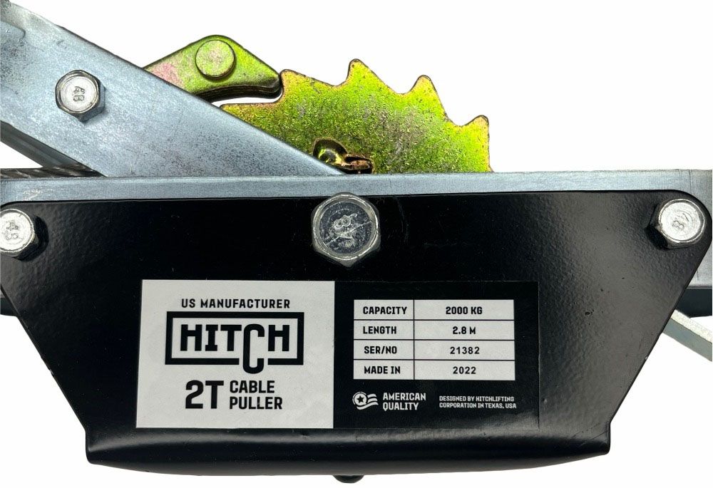 Лебедка рычажная гаражная CP 2002, 2 т, канат 2,8 м, двойной храповый механизм HITCH SZ073185 - фото