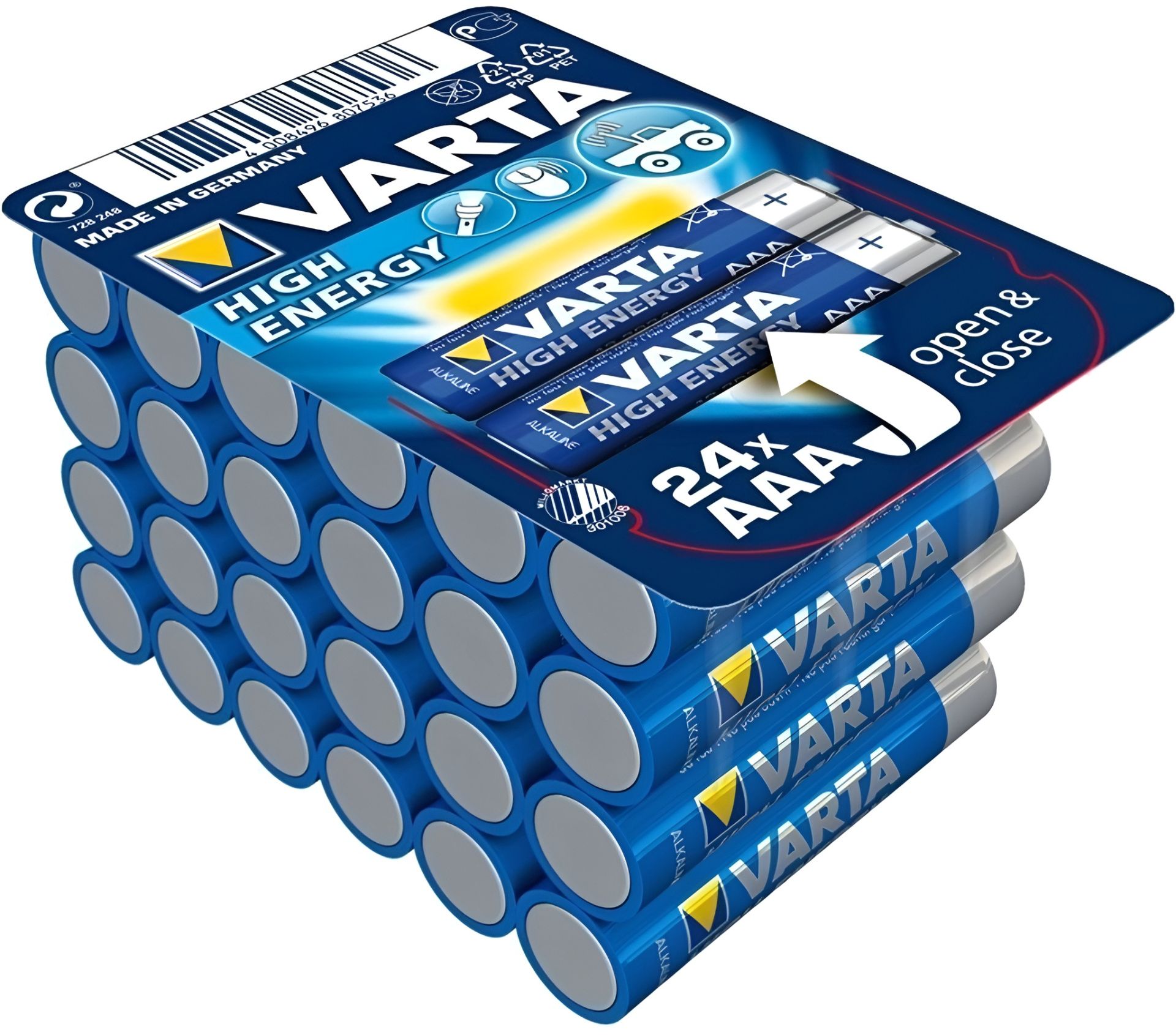Изображение товара Батарейки щелочные AAA Varta High Energy 4903301124, 24 шт в блистере Изображение товара Батарейки щелочные AAA Varta High Energy 4903301124, 24 шт в блистере