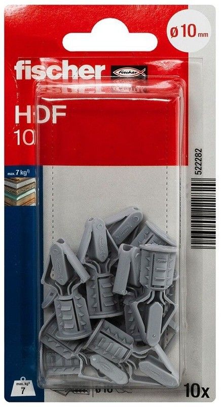 Дюбель-бабочка для гипсокартона 10x35/12.5 HDF Fischer 522282, нейлон, 10 шт в блистере - фото