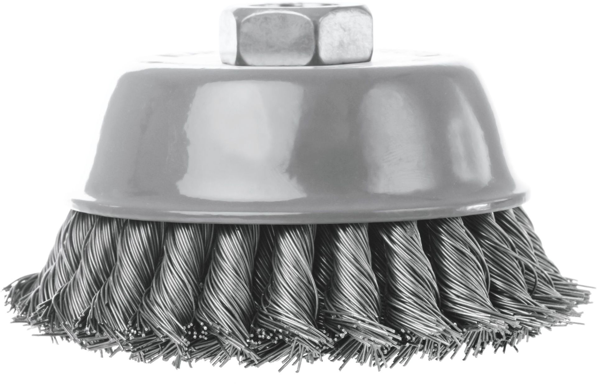 Щетка чашечная жгутированная для УШМ №1513 65 мм М14 Blueshark 51513, нержавеющая сталь - фото