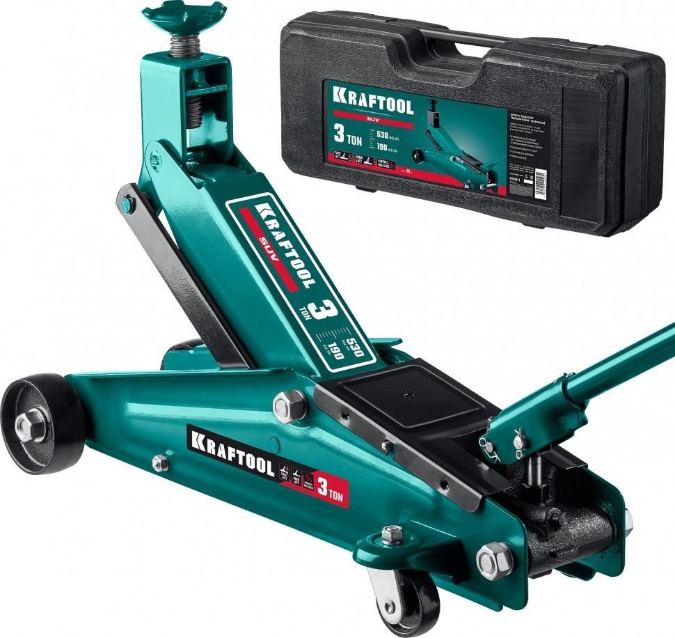 Домкрат подкатной с высоким подъемом 3 т 190-530 мм Kraftool SUV 43458-3-K, в кейсе - фото