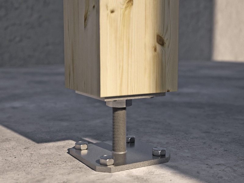 Опора регулируемая для наружных соединений 100х100х150 мм Holz R40L150  - фото