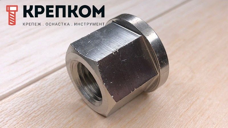 Гайка высокая с фланцем (с буртом) DIN 6331, нержавеющая сталь А4 - фото