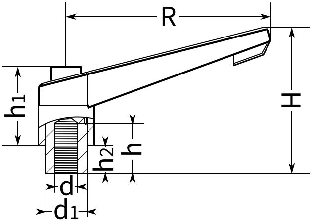 Ручка зажимная регулируемая U34, пластик - фото