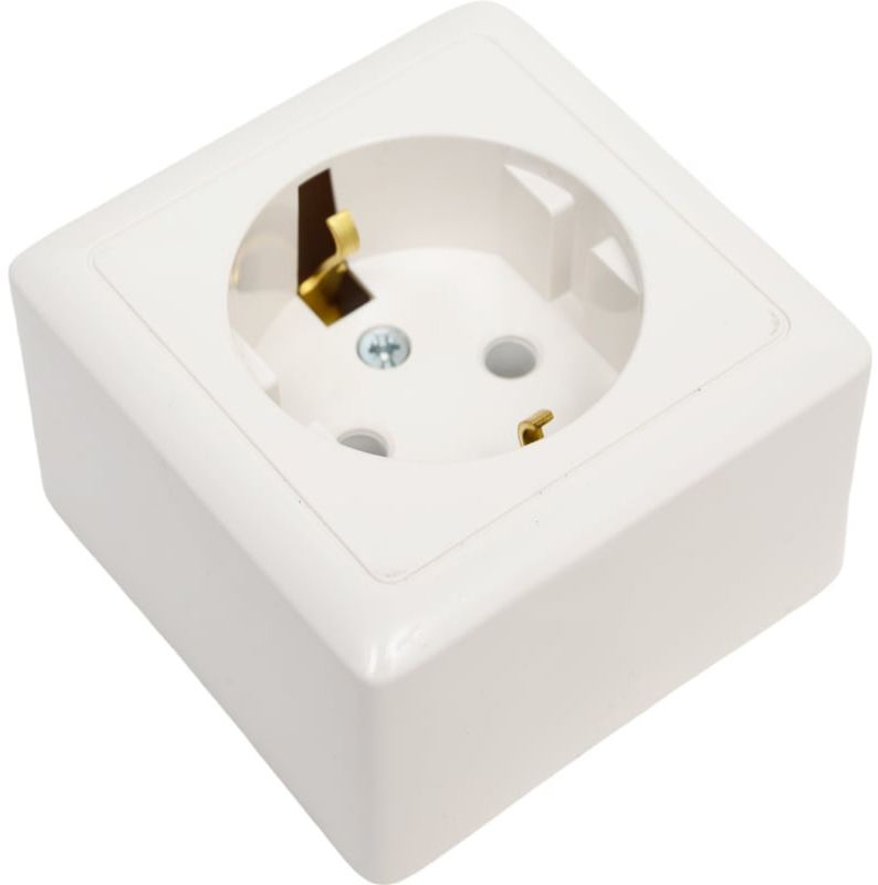 Розетка белая 1-м. ОП 16А IP20 250В с заземлением Хит Systeme Electric RA16-133-B - фото