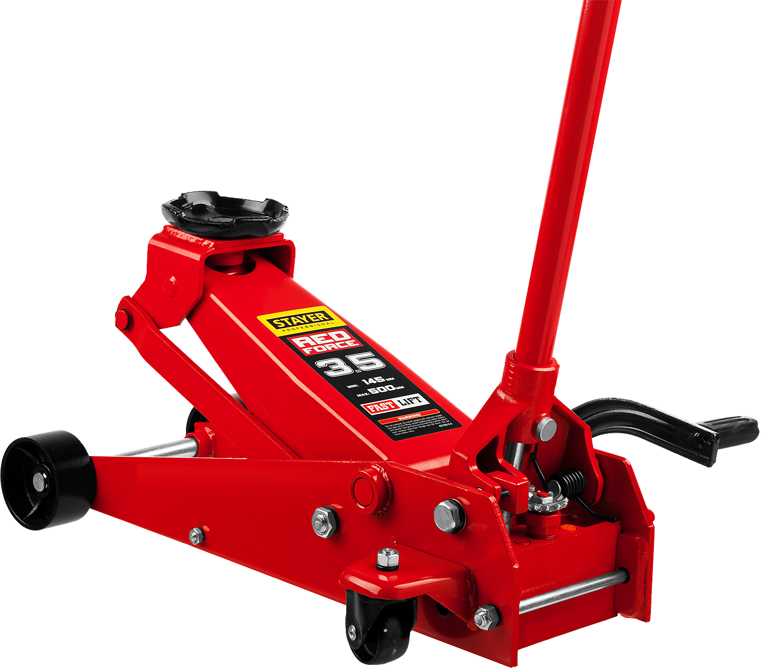 Домкрат подкатной с быстрым и высоким подъемом 3,5 т 145-500 мм Stayer Red Force R-35 43155-3.5 - фото