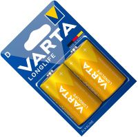 Батарейки щелочные тип D Varta Longlife 4120101412, 2 шт в блистере