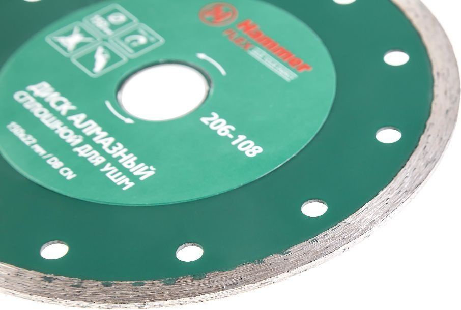 Диск алмазный сплошной по керамике 150х22 мм, Hammer 206108 (30692) - фото