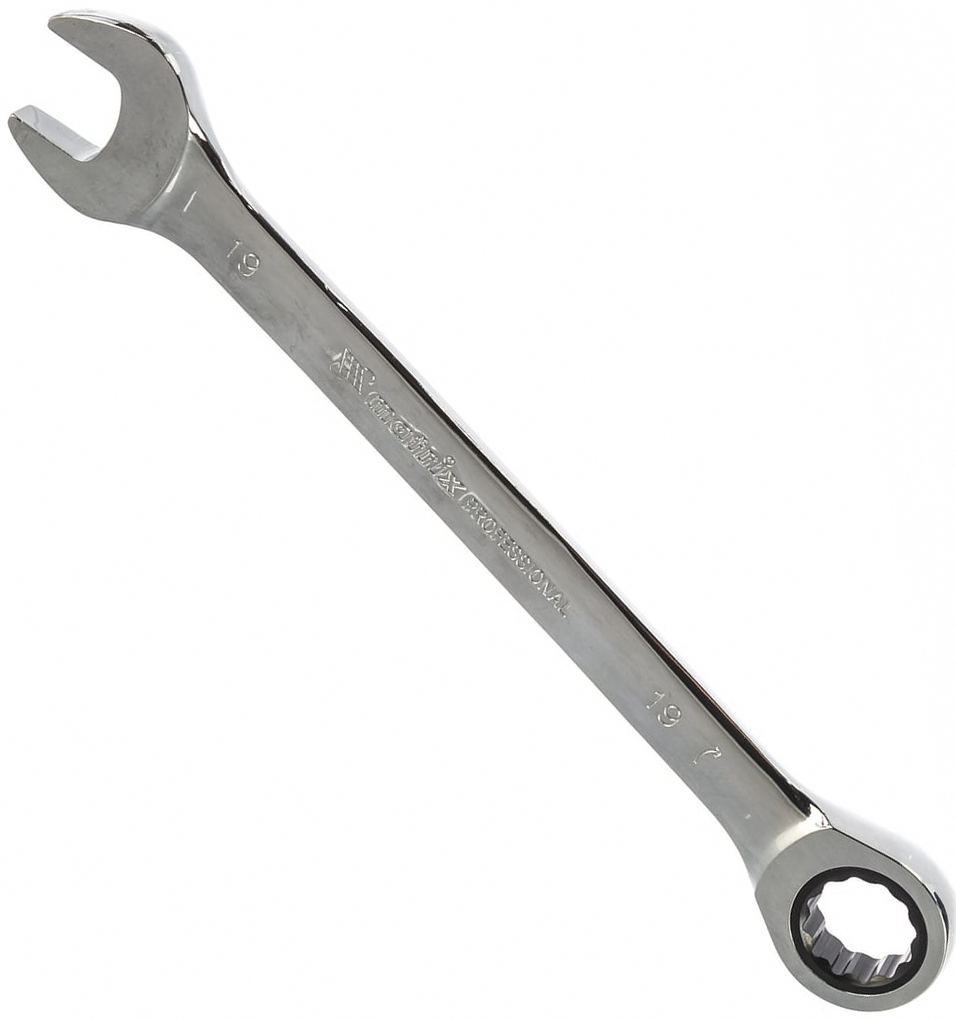 Ключ комбинированный трещеточный 19 мм Matrix 14812, хромованадиевая сталь - фото