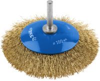 Щетка-крацовка коническая для дрели 100 мм, витая латунированная проволока 0,3 мм, ЗУБР PROF 35233-100_z02
