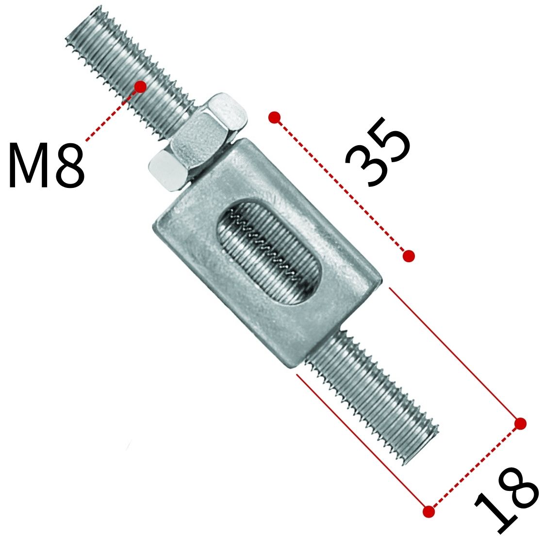 Параллельный соединитель для резьбовых шпилек и стержней М8 MUPRO 120137 - фото