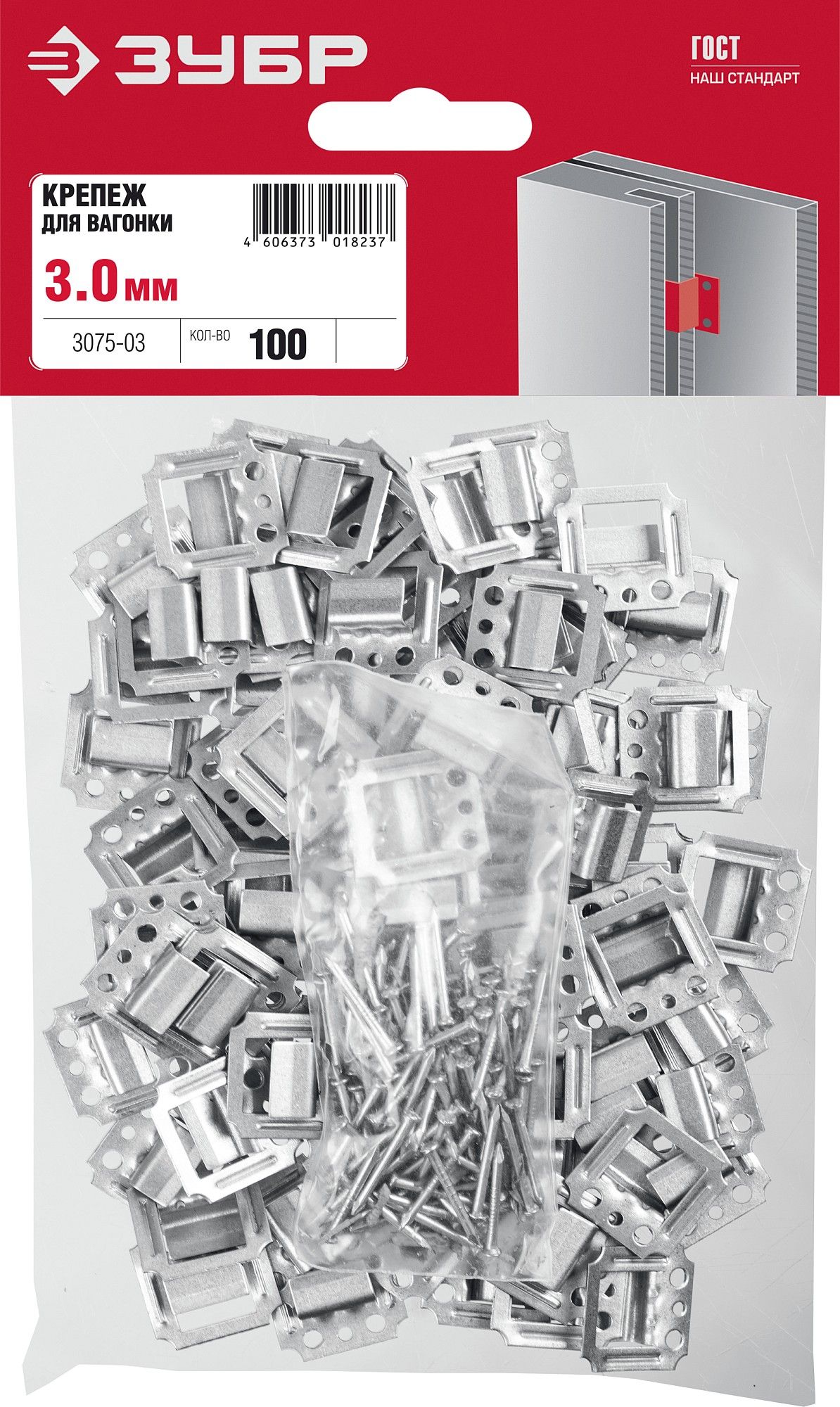 Крепеж для вагонки усиленный (Кляймер-У2) ЗУБР, оцинкованная сталь - фото