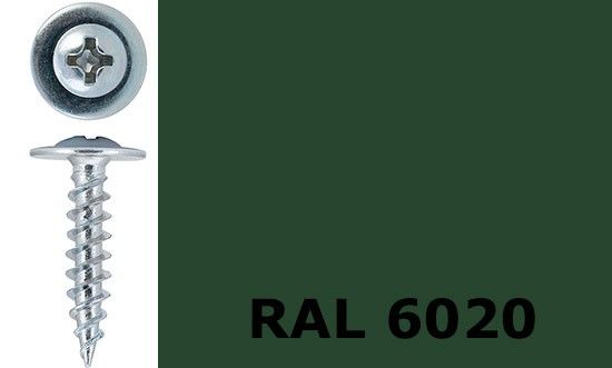 Саморез-клоп острый 4,2х25 окрашенный, RAL 6020 (хромовый зелёный) - фото