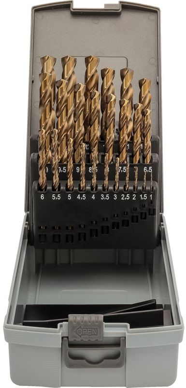Набор свёрл по металлу 1-13 мм HSSE-Co5 DIN 338, H-Tools 215215HTRO, 25 предметов - фото