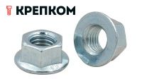 Гайка с фланцем и насечкой М4 DIN 6923, класс прочности 8, оцинкованная сталь, 1000 шт