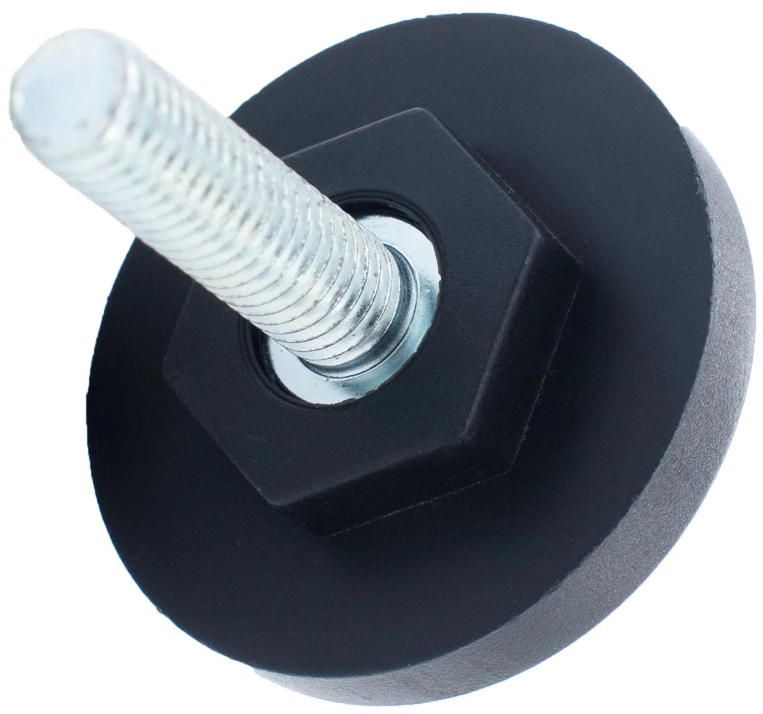 Опора регулируемая с круглым основанием 40 мм и резьбовым стержнем М8х30 40М8-30ЧН, пластик, черная (RAL 9005)  - фото