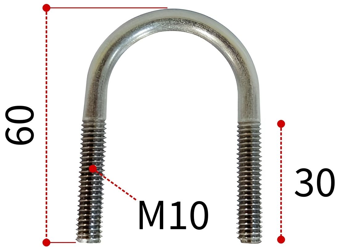 Скоба U-образная 23 под трубу диаметром 15 мм DIN 3570 form A, нержавеющая сталь А4 - фото