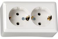 Розетка белая 2-м ОП 16А 250В с заземлением Хит Systeme Electric RA16-238-B