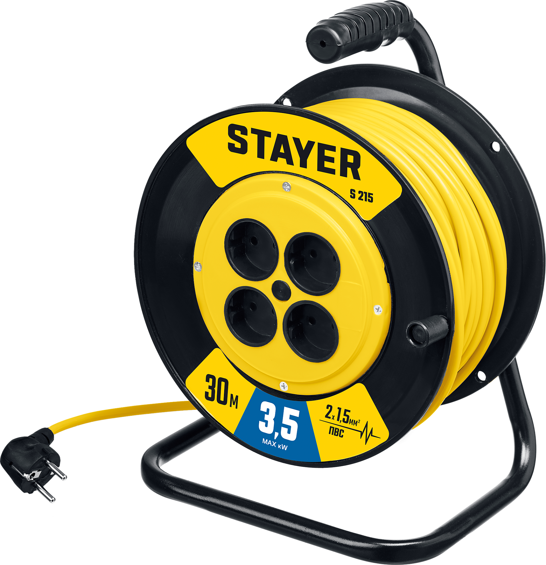 Изображение товара Удлинитель силовой на катушке 30 м MS-215 Stayer 55072-30 профессиональный