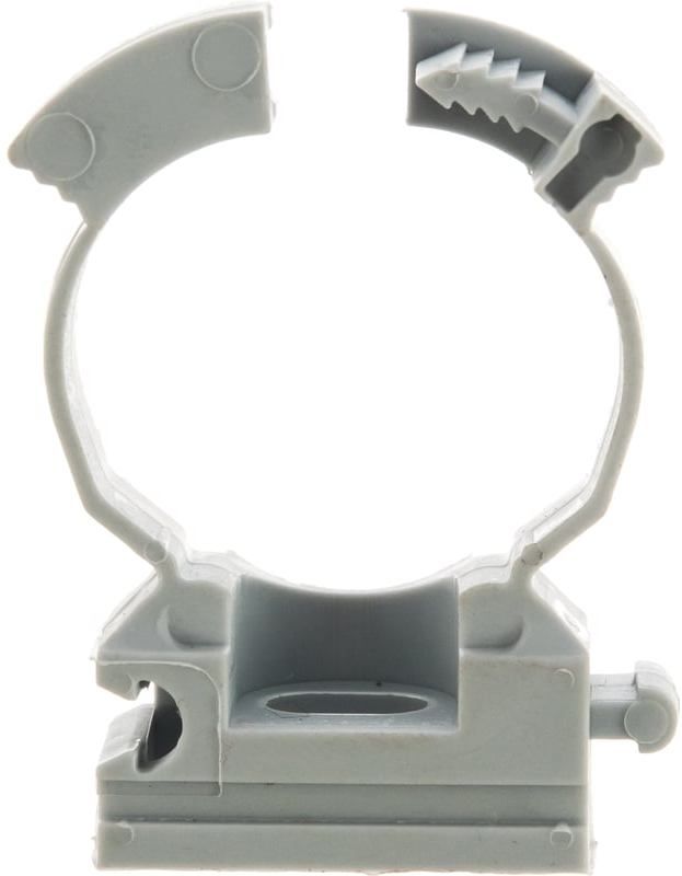 Клипса для труб одинарная с замком Росдюбель, нейлон - фото