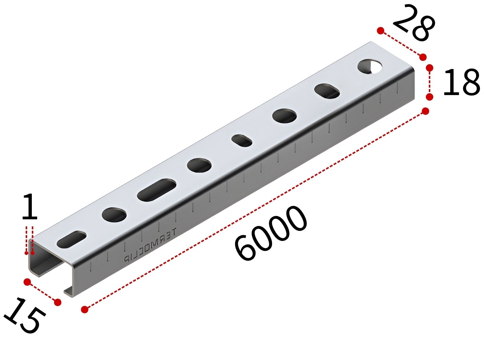 Профиль монтажный С-образный 28х18х1,0 мм, L=6000 мм, тип L TERMOCLIP 09101103 - фото