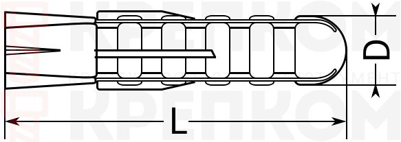 Дюбель распорный тип Т - схема, чертеж