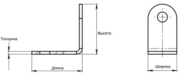 Уголок мебельный крепежный 30х30х20 - схема, чертеж