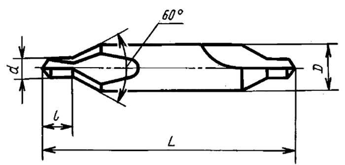 Сверло центровочное тип А ГОСТ 14952-75 Волжский инструмент - схема