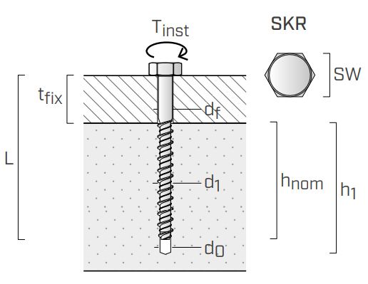 Анкерный шуруп по бетону Holz Technic SKR - схема