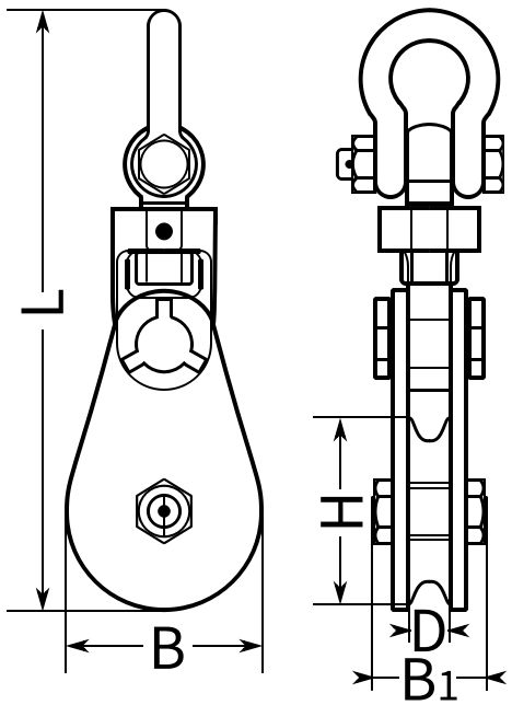 Блок шкивовый однорольный ls - схема