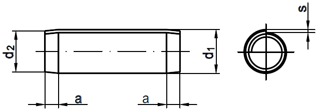 Штифт цилиндрический спиральный DIN 7343 - схема