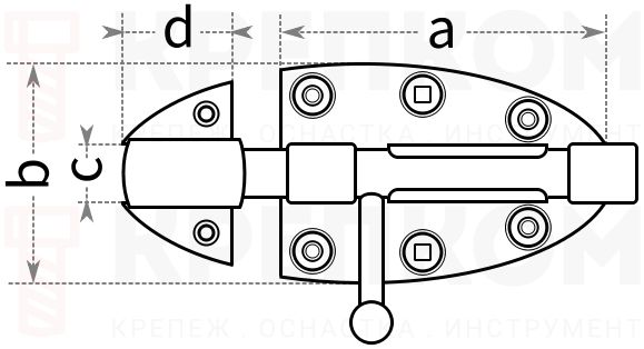 Шпингалет GAH - схема, чертеж